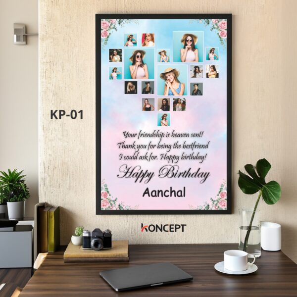 Personalized Heart Black Birthday Wall Photo Frame