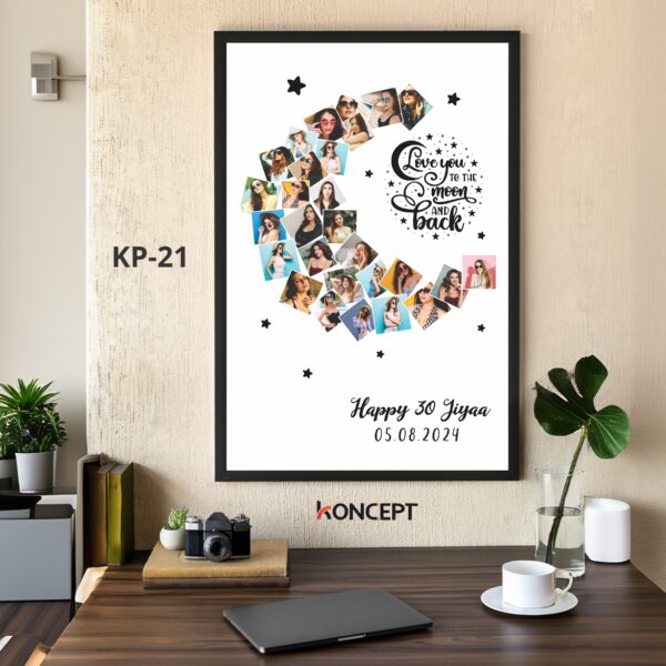 Moon and Back Date White Wall Photo Frame