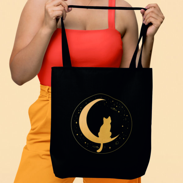 Moon Cat Tote Bag – Celestial Cat Lover Handbag