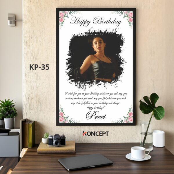 Floral Splash White Personalized Birthday Photo Frame