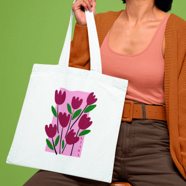 Red Flowers Tote Bag – Elegant Floral Shopping Bag