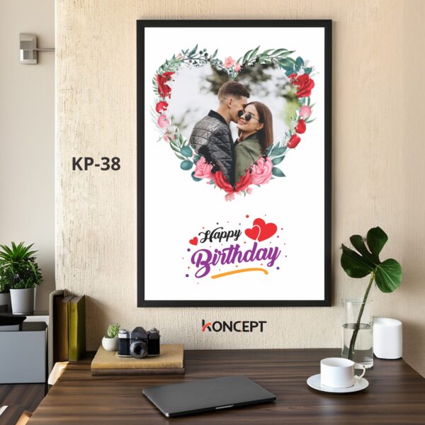 Heart White Birthday Customized Wall Photo Frame