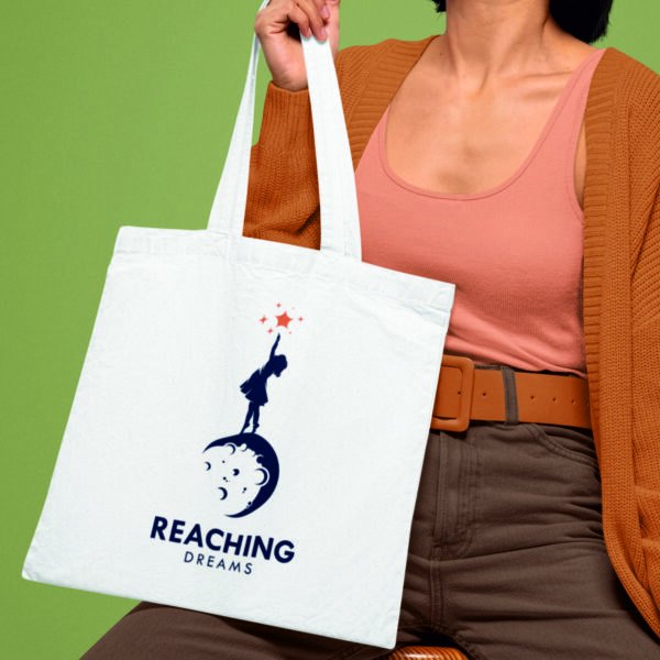 Reaching Dreams Tote Bag – Motivational Quote Cotton Bag