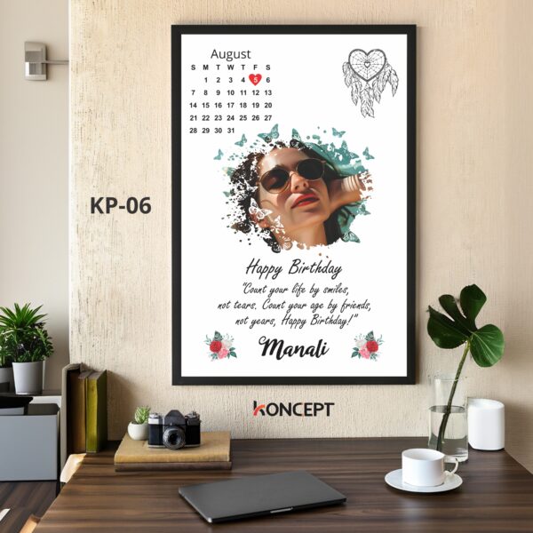 Custom Birthday Calendar White Wall Photo Frame