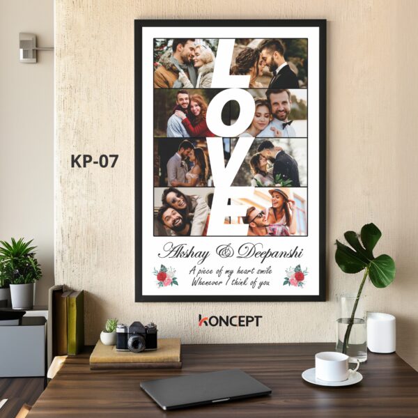 Personalized LOVE Photo Collage Frame – Romantic Gift for Couples | Custom Names & Quote