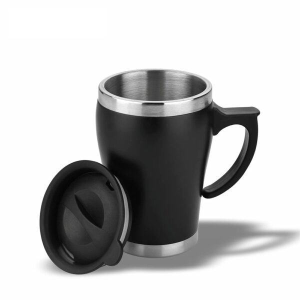 Steel Coffee Mug with Handle & Lid Capacity: 350 ml