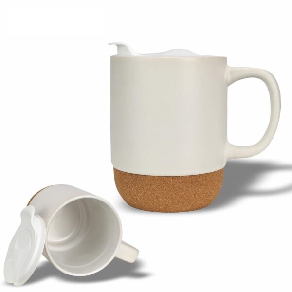 Ceramic Mug with Lid & Cork Base Capacity: 250 ml