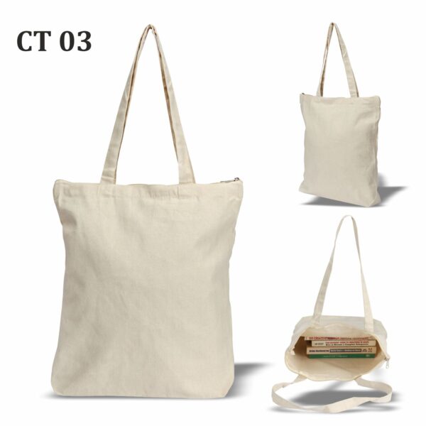 Cotton Tote Bag with Zipper