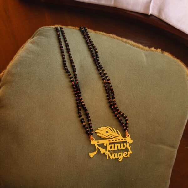 Mor Pankh Couple Name Necklace – Peacock Feather Inspired Pendant