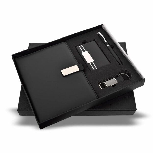 Sr 231: Diary 4 in 1 Set Black| Diary, Pen, Keychain & Cardholder