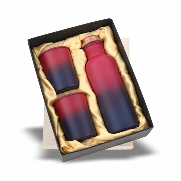 Copper Bottle & Mug Sets Red 500 ml Copper Bottle & 2 Mugs