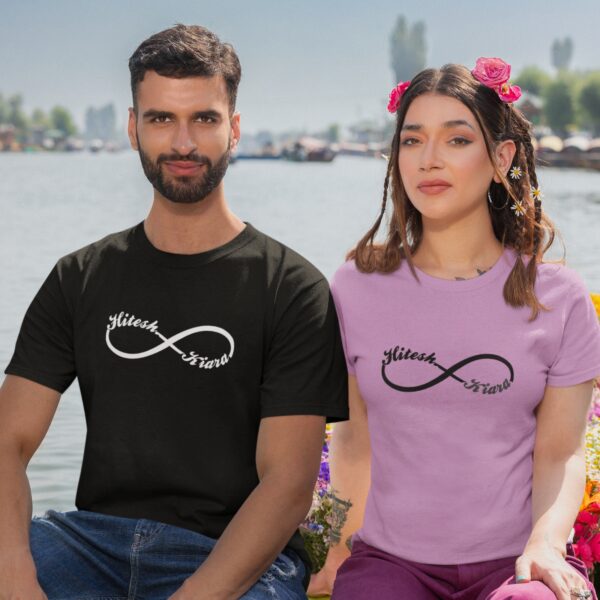 Infinity Name Couple T-Shirt – Personalized Love Matching Tee