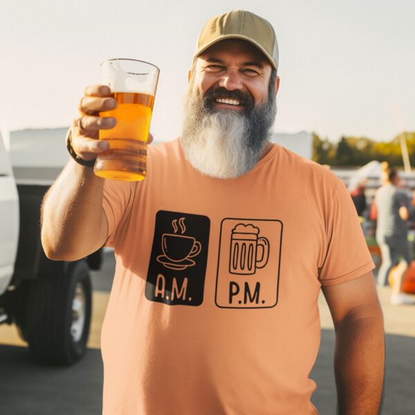 AM Tea PM Beer T-Shirt – Coffee & Beer Lover Funny Tee