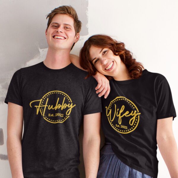 Hubby & Wifey Couple T-Shirt – Married Life Matching Tee